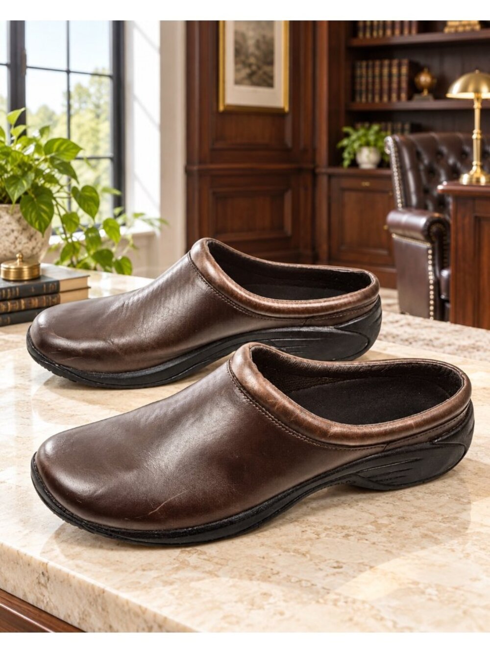 Merrell Encore Nova Smooth Leather Slip-On Comfort Clogs Mens 11.5 Brown